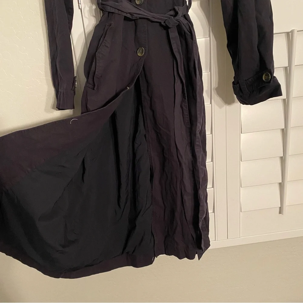 Universal Thread XL Women's Button Down Trench Coat Black NWT - Picture 4 of 8